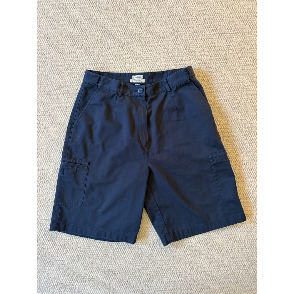 L.L. Bean Original Fit Women's Blue High-Rise Cotton Cargo Shorts Size 10